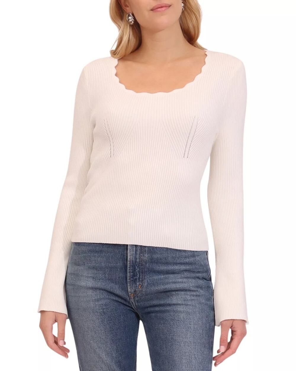 Bagatelle Women Cream Cable Knit Viscose Casual Flare Sleeve Sweater Size XL